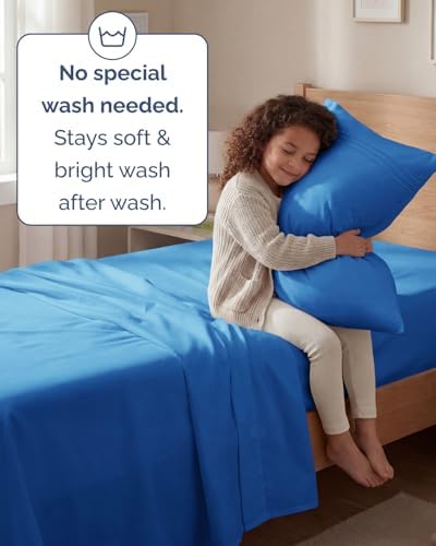 Twin Size 3 Piece Sheet Set - Breathable & Cooling Sheets - Royal Blue