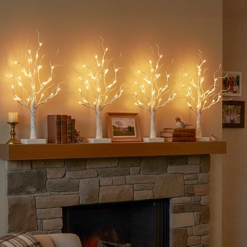 EAMBRITE Lighted Birch Tree with LED Lights Christmas Decorations Indoor