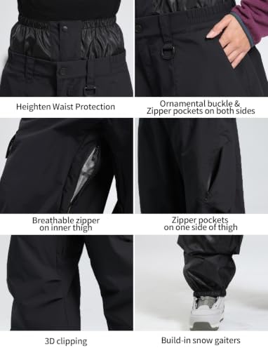 GSOU SNOW Womens Mens Snowboard Pants Baggy Snow Ski Pants for Snowsports