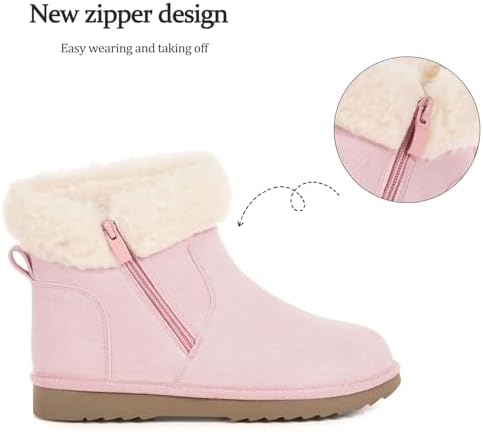 Hsyooes Snow Boots for Women Suede Leather Winter Boots Warm