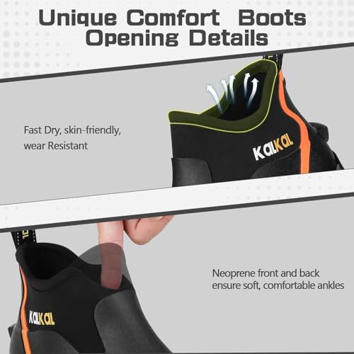 Kalkal Men's Rubber Boots, Waterproof Ankle Rain Boots, Insulated Working Booties with Comfortable Sports Sole, Outdoor Mud Boots for Yard Chore