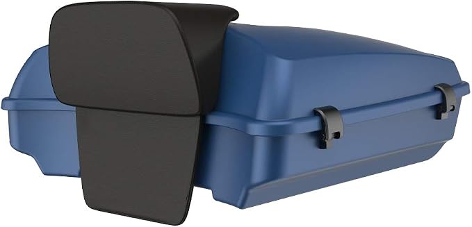 Advanblack Road Glide Tour Trunk Pack Legend Blue Denim Razor Tour Trunk Pack Backrest Pad for '97-'25 Harley Touring Road King Street Glide Electra Glide CVO models