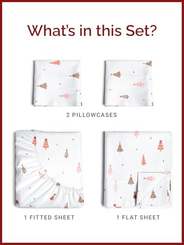 Christmas Sheet Set, Enchanted Pines, Holiday Xmas Bedding Set - King Size