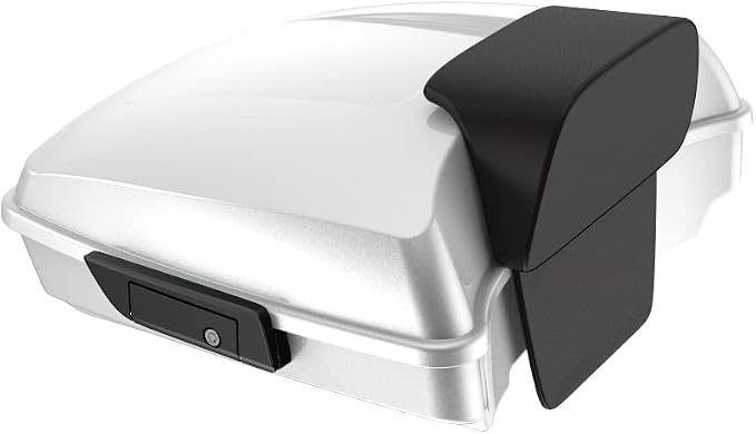 Advanblack Road Glide Tour Trunk Pack White Hot Pearl Razor Tour Trunk Pack Backrest Pad for '97-'25 Harley Touring Road King Street Glide Electra Glide CVO models
