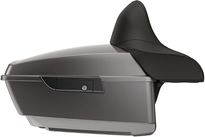 Advanblack Road Glide Tour Trunk Pack Billet Silver King Tour Trunk Pack Luggage +Wrap-Around Backrest Pad for '97-'25 Harley Touring Road King Street Glide Electra Glide CVO models