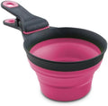 Dexas Popware for Pets Collapsible Klip Scoop, 3-in-1 Pet Food Scoop, Measuring Cup and Bag Clip, 1/2 Cup Capacity, Pink