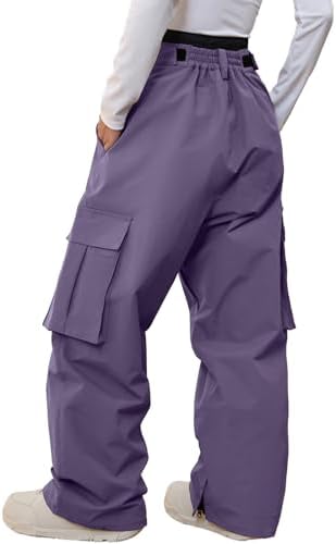 Women's Baggy Snow Snowboard Pants Loose Fit Cargo Ski Pants Bibs Insulated