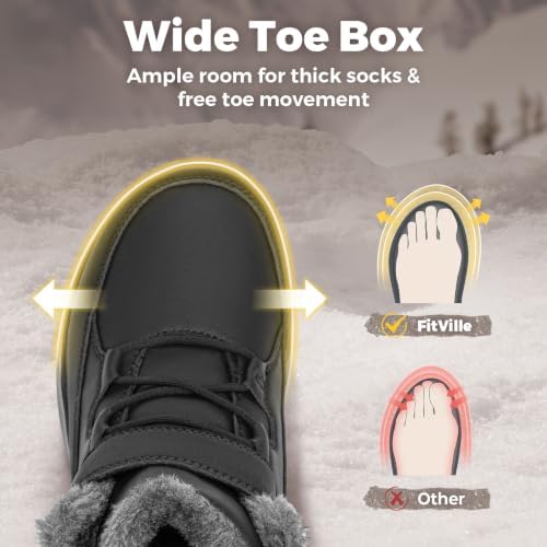 FitVille Womens Wide Snow Boots Fur Lined Boots for Women Winter Warm Boots Wide Width Womens Outdoor Snow Booties