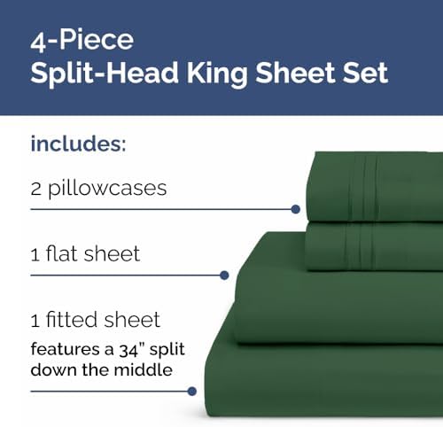 Flex Top Split Head King 4 Piece Sheet Set - Soft & Cooling - Emerald Green