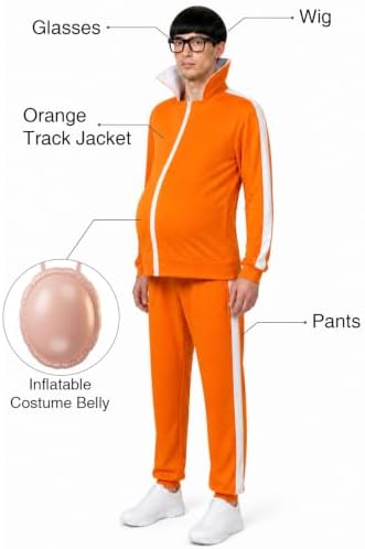 Adult Halloween Costume 2026 Men, Funny Orange Tracksuit Jumpsuit Outfit