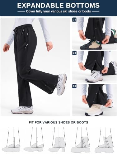 Women's Snow Ski Pants Fleece Lined Waterproof 3 Zipper Pockets Hiking Gear