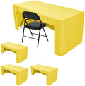 HolidayIdeas 4-Pack 8ft Open Back Fitted Tablecloths for Craft Shows Yellow