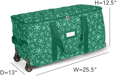 Covermates Rolling Adjustable Ornament Storage Bag, 25.5"W x 13"D x 12.5"H