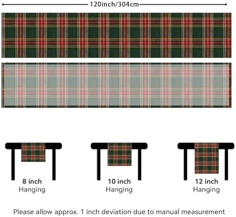 Softalker Christmas Checkered Tartan Table Runner, Green, 13 x 120 Inch