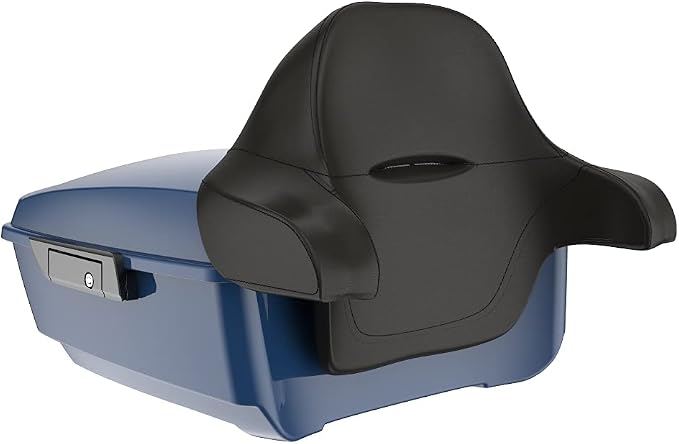 Advanblack Road Glide Tour Trunk Pack Billiard Blue King Tour Trunk Pack Luggage +Wrap-Around Backrest Pad for '97-'25 Harley Touring Road King Street Glide Electra Glide CVO models