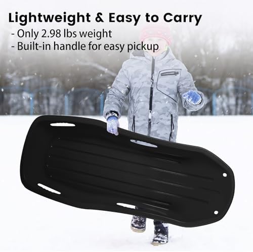 Snow Sled for Kids with 16.5ft Pull Rope & Handle - Cold-Resistant Plastic Toboggan Sled for Winter Downhill Fun - Stackable Lightweight Sled for Adults Outdoor Snow Play(25/36/48in)