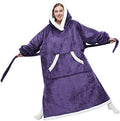 Bedsure Wearable Blanket Hoodie, Long Hooded Blanket Sweatshirt as Birthday Gifts for Women, Cozy Sherpa Hoodie for Adult, Small, Dark Purple