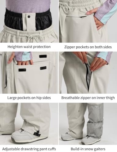GSOU SNOW Mens Womens Baggy Snowboard Pants Loose Fit Ski Snow Pants
