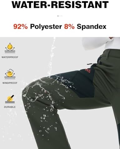 TBMPOY Women's Fleece Lined Ski Snow Pants Waterproof Winter Cargo Hiking Warm Thermal Softshell Insulated Outdoor Pant