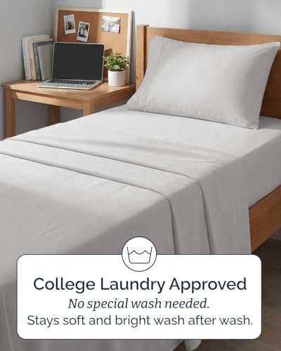 Twin XL Size 3 Piece Sheet Set - Breathable & Cooling Sheets - French Grey