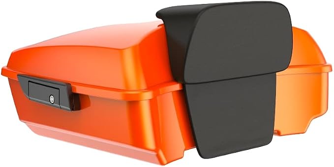 Advanblack Road Glide Tour Trunk Pack Wicked Orange Pearl Chopped Tour Trunk Pack Backrest Pad for '97-'25 Harley Touring Road King Street Glide Electra Glide CVO models
