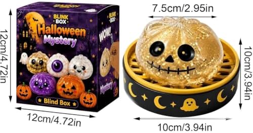 Halloween Spooky Pumpkin Stress Ball Squeeze Toy for Adults, Slow Rise Glitter DumplingSpooky Ghost Decorations, Halloween Cute Pumpkin Squeeze Fidget Toy for Stress Anxiety Relief(Yellow)