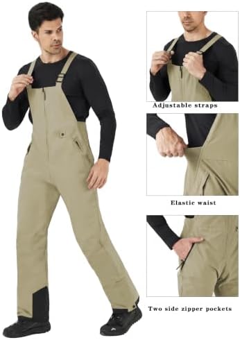 WULFUL Mens Insulated Snow Bibs Waterproof Winter Ski Pants Snowboarding Overalls