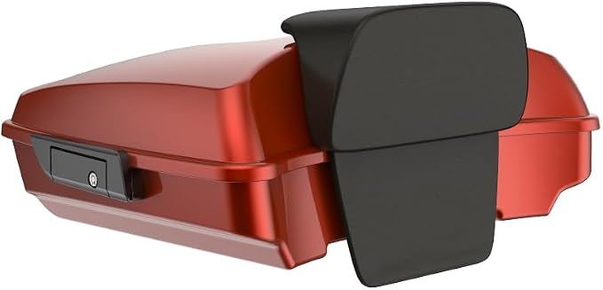 Advanblack Road Glide Tour Trunk Pack Red Rock Razor Tour Trunk Pack Backrest Pad for '97-'25 Harley Touring Road King Street Glide Electra Glide CVO models