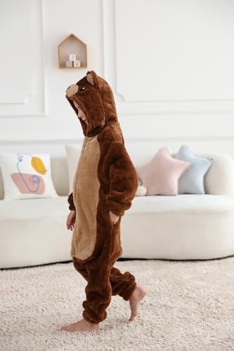 Animal Onesie Pajamas for Kids, Soft Flannel Halloween Cosplay Costume for Boys Girls
