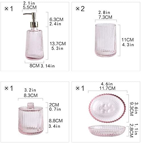Soap Dispenser Bottles Five-Piece Bathroom Set, Bathroom Accessories Set Glass Mouthwash Cup, Hand Sanitizer Bottle,Toothbrush Cup