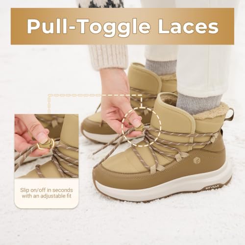 FitVille Wide Width Snow Boots for Women Slip On Fur Lined Ankle Booties