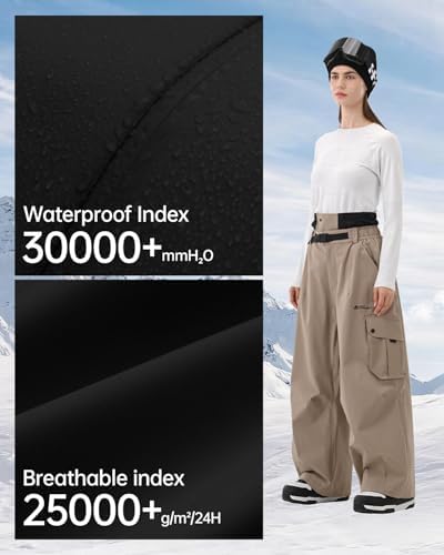 Mens Womens Snowbaord Pants 3L Baggy Snow Ski Pants