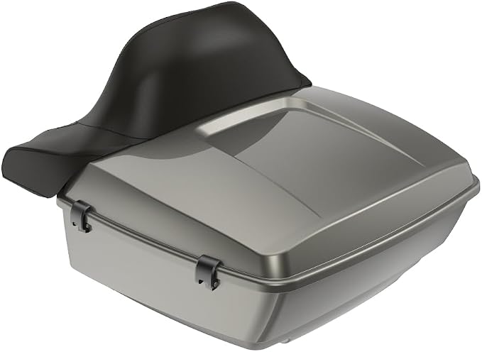 Advanblack Road Glide Tour Trunk Pack Industrial Gray King Tour Trunk Pack Luggage +Wrap-Around Backrest Pad for '97-'25 Harley Touring Road King Street Glide Electra Glide CVO Models
