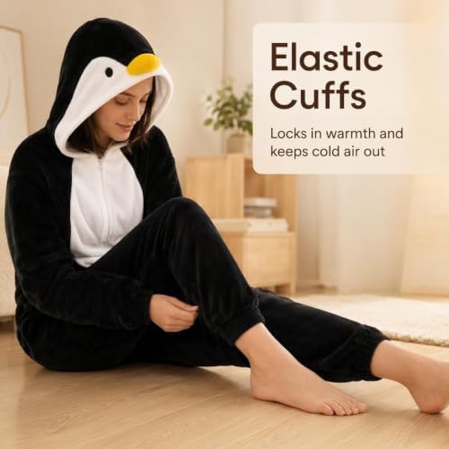 Snug Fit Unisex Adult Onesie Pajamas, Flannel Cosplay Animal One Piece Halloween Costume Sleepwear Homewear