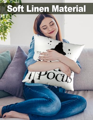 Halloween Decorations Set Of 4 Double-Sided Print Pillow Covers 16" x 16", with 8 Cute Halloween Decor Patterns, Elegant Invisible Zipper, Soft Linen Throw Pillow Covers for Outdoor & Indoor Use