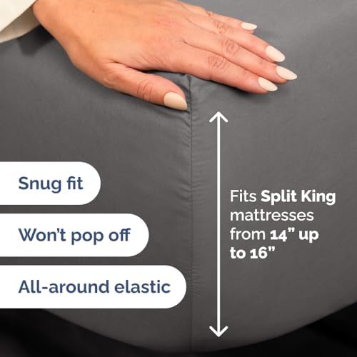 Flex Top Split Head King 4 Piece Sheet Set - Soft & Breathable - Dark Grey