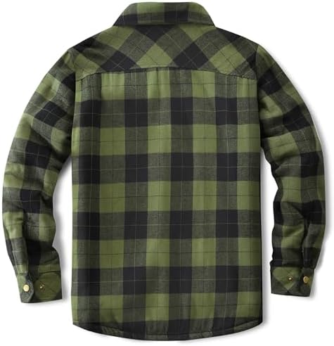 Men's Sherpa Cotton Flannel Shirt Jacket Plaid Button Coat Pocket