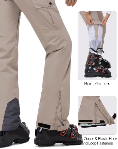 33,000ft Women's Insulated Snow Pants Waterproof Ski with Boot Gaiters