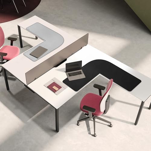 Chihein PU Leather L-Shaped Desk Pad (37.4”+ 49.2”) x 12.99” Black/Gray