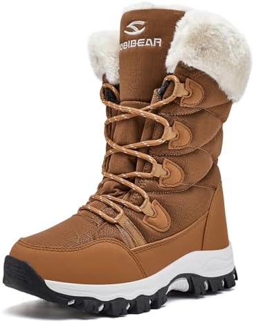 HOBIBEAR Women's Waterproof Winter Snow Boots Lightweight Warm Faux Fur Lined Mid-Calf Booties