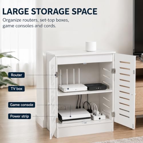 Large WiFi Router Storage Cabinet, Stable Floor Standing Hider