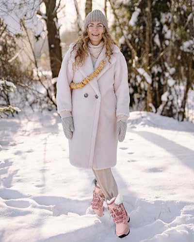 COOJOY Womens Waterproof Winter Snow Boots Warm Shoes Furry Mid Calf Lightweight Walking Hiking Booties