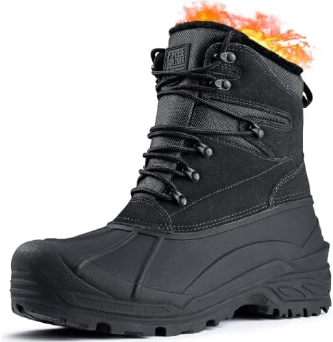 FREE SOLDIER Men's Waterproof Fleece Winter Snow Boots