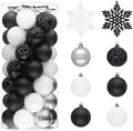 Valery Madelyn Christmas Tree Decorations Ornament Set for Fall Halloween Decor, 50ct Black and White Shatterproof Christmas Ball Ornaments Bulk, 2.36 Inches Hanging Decor for Xmas Holiday Party