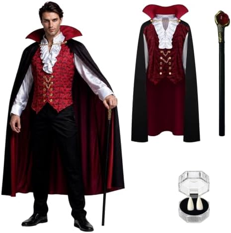 Vampire Costume Men, Gothic Victorian Halloween Costume Cosplay Outfit