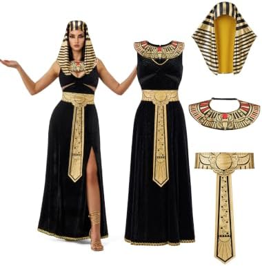 Spooktacular Creations Women Black Cleopatra Dress Costume Set with Cleopatra Accessories for Halloween Costume