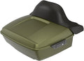 Advanblack Road Glide Tour Trunk Pack Mineral Green Denim King Tour Trunk Pack Luggage +Wrap-Around Backrest Pad for '97-'25 Harley Touring Road King Street Glide Electra Glide CVO models