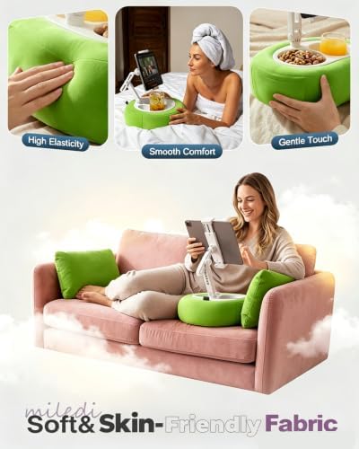 Miledi Tablet Pillow Stand for Bed with 360° Rotating Holder, Green