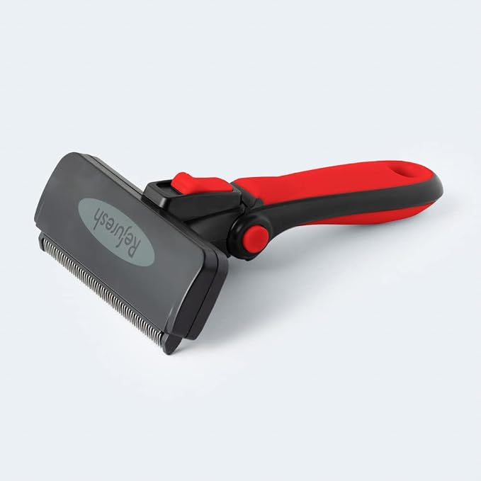 Deshedding Dog Brush for Short/Medium Hair (Large,Red) – Gentle Deshedding tool for Dogs & Cats – Reduces shedding, without damaging topcoat. Removes Loose Fur & Dead Undercoat.