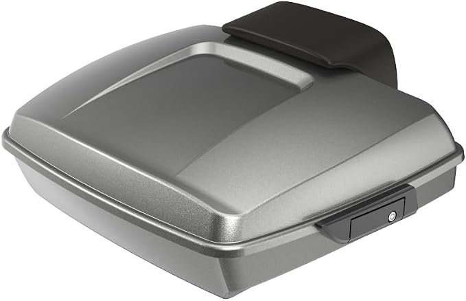 Advanblack Road Glide Tour Trunk Pack Mercury Silver Razor Tour Trunk Pack Backrest Pad for '97-'25 Harley Touring Road King Street Glide Electra Glide CVO Models